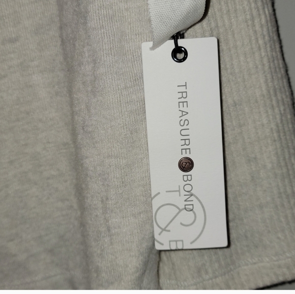 Treasure & Bond Wide Neck Raglan Top Long Sleeve Knit Beige Sweater Womens M - Picture 6 of 8